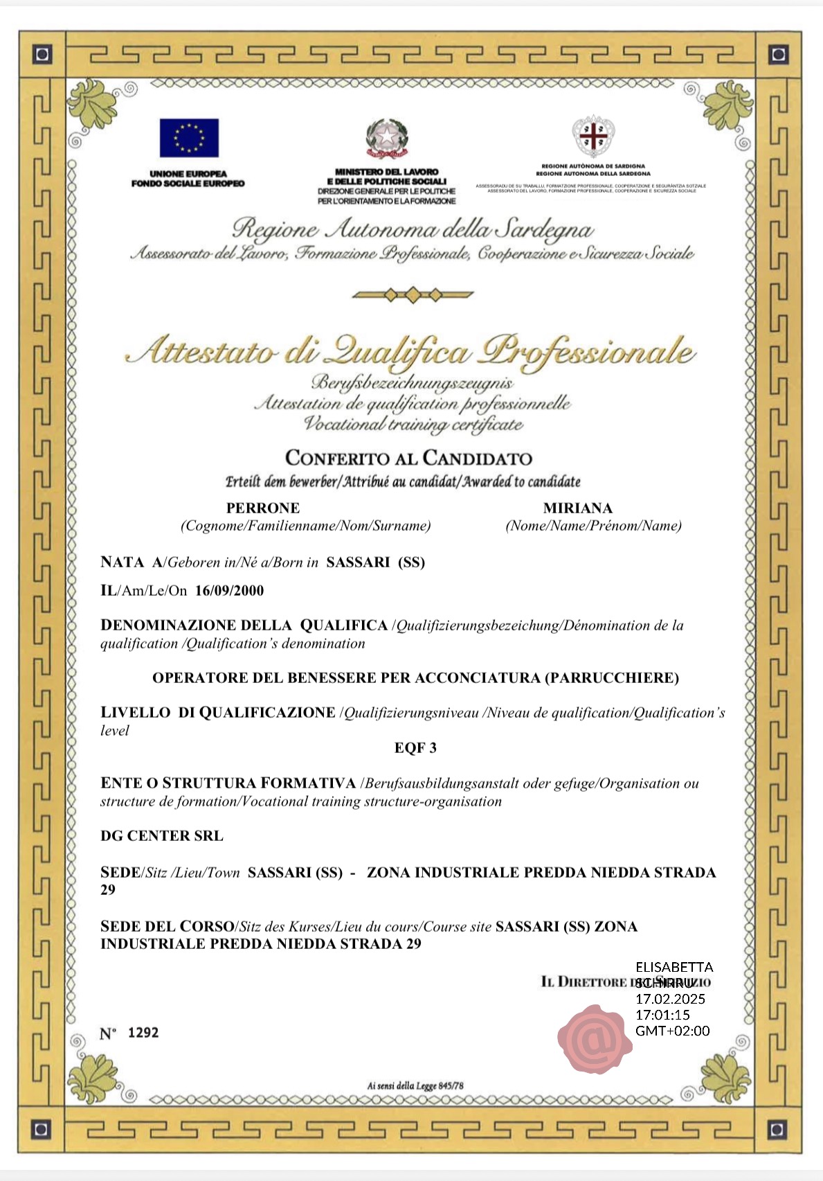 Operatore del benessere — Acconciatura · EQF 3
